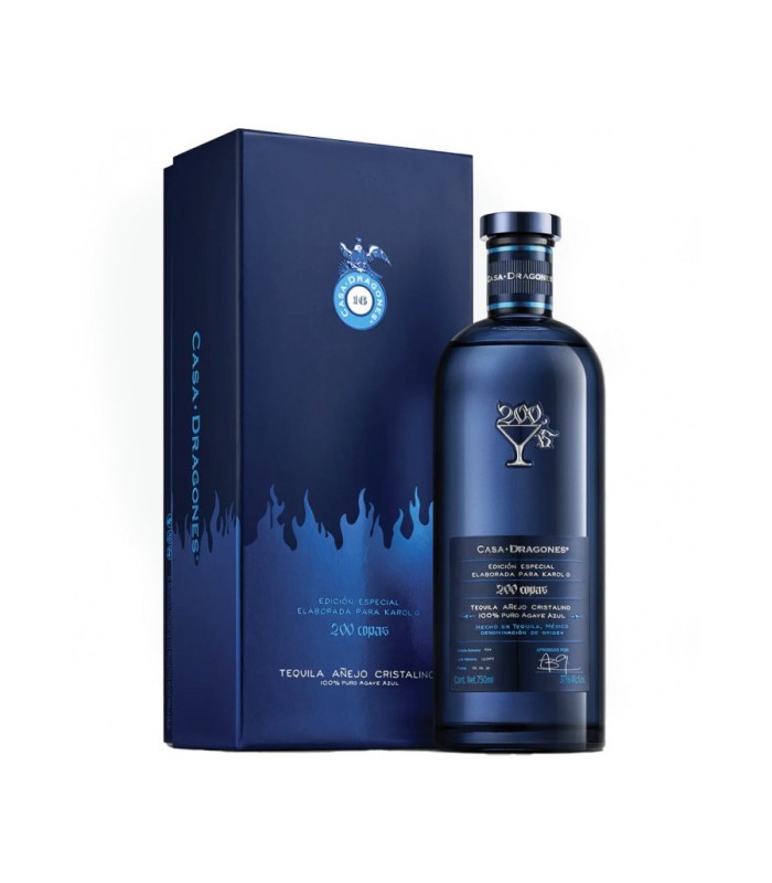 CASA DRAGONES AÑEJO CRISTALINO 200 COPAS 70 CL